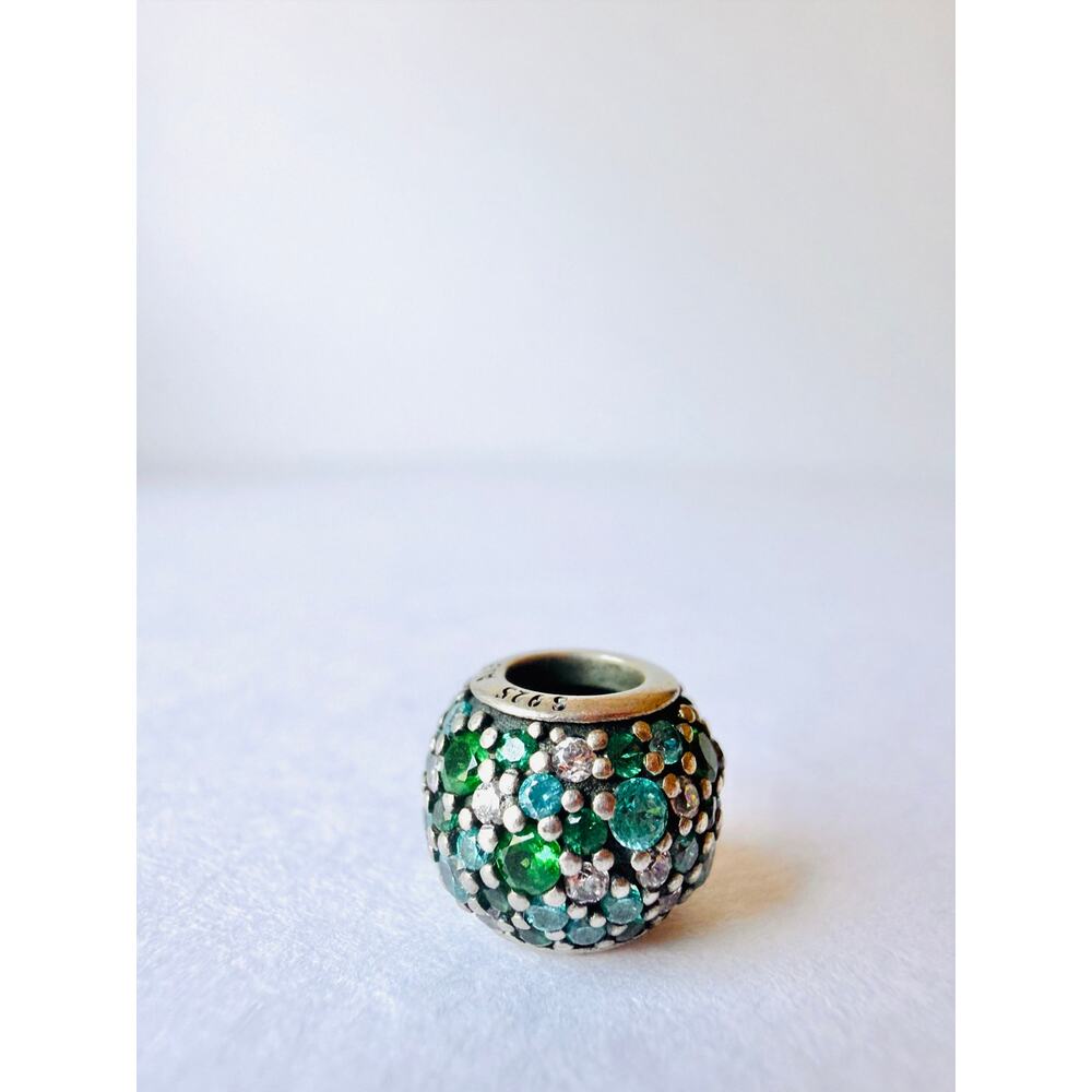 Retired Pandora Ocean Mosaic Pave Charm 925 ALE Green CZ Sterling Silver